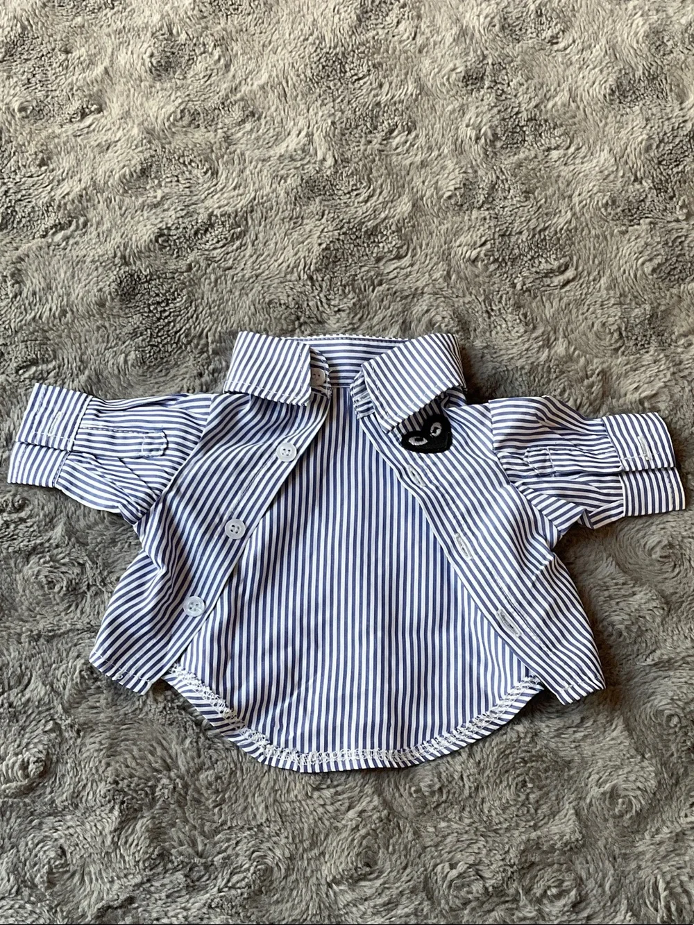 Striped Blue & White Button-Up Dog Shirt with Collar NWOT